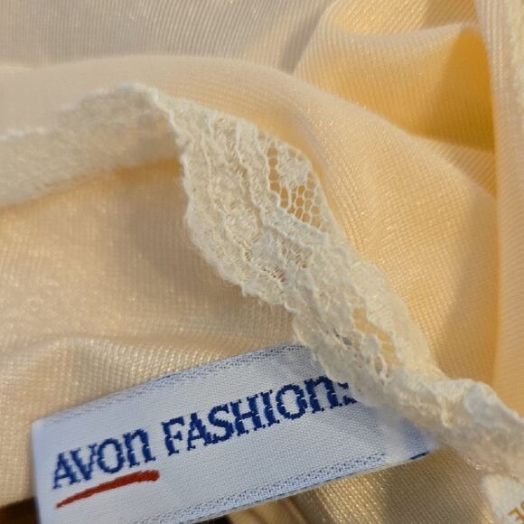 Avon Fashions Vintage Peach Cream Lace Nightie Maxi Dress - Picture 7 of 9